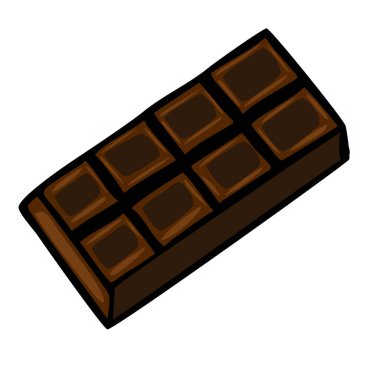 Beyaz arkaplanda sekiz parçalı bir çikolatanın vektör çizimi.