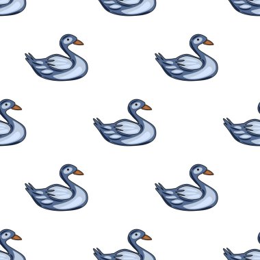 Tekstil baskıları, çocuk kıyafetleri veya tuhaf arka planlar için mükemmel, tekrarlayan bir dizayn içinde biçimlendirilmiş mavi kuğular içeren kusursuz bir vektör deseni..