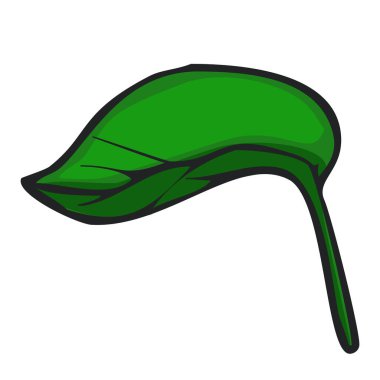 Bu vektör illüstrasyonunda canlı yeşil renkli, farklı, uzun gövdeli, çevre dostu tasarımlar veya doğa temalı projeler için ideal tek ve stilize bir yaprak sergilenmektedir..