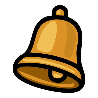 Kalın siyah çizgileri, pürüzsüz kıvrımları ve altın tonlarındaki ince gölgelemelerle elde edilen üç boyutlu etkiyle karakterize edilmiş bir altın çanın vektör çizimi....