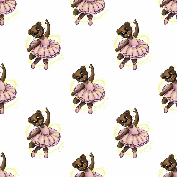 Pembe balerin gibi giyinmiş sevimli karikatür kunduzları altın parıltıların arasında zarif bir şekilde dans ediyorlar..