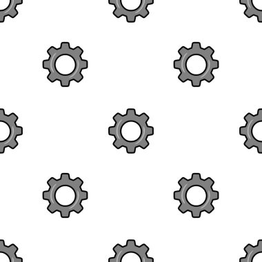 Beyaz arka planda gri çarkların kusursuz vektör deseni, endüstriyel tasarım veya teknik projeler için ideal.