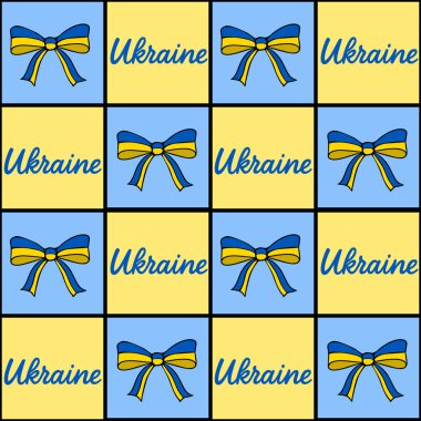 Ukrayna bayraklarının ve Ukrayna bayrak renklerinin yer aldığı kusursuz vektör deseni neşeli, tekrarlayan bir dizaynla, şenlikli arka planlar veya vatansever projeler için mükemmel..