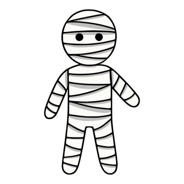 Cadılar Bayramı tasarımları için biçilmiş kaftan, basit bir stil ve siyah bir ana hatla mükemmel bir çizgi film karakteri..