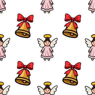 Pembe elbiseli büyüleyici melekler ve kırmızı kurdelelerle süslenmiş altın çanlar eşliğinde kusursuz bir Noel şenliği ve neşeli bir kış tasarımı yaratıyor..