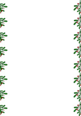 Ökse otu dalları ve böğürtlenli Noel Vektör Sınırı Tasarımı, Bayram Davetiyeleri veya Kartvizitleri için ideal