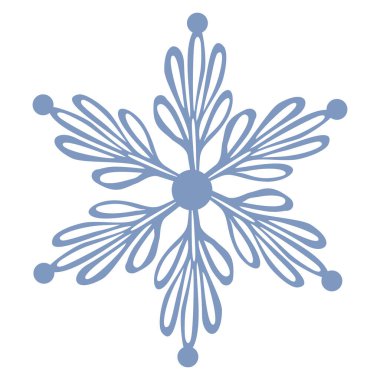 Benzersiz, organik bir tasarımı olan, kışın temalı projeler için mükemmel, sessiz mavi paleti ve karmaşık detaylarını içeren zarif bir kar tanesinin tasviri..