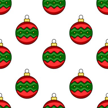 Kırmızı ve yeşil renklerde, zig-zag tasarımı ve sarı noktalı kusursuz Noel süslemeleri şenlikli arka planlar ve kış tatili tasarımları için mükemmel..