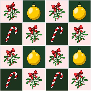 Ökseotu, şeker kamışı ve altın takılarla damalı Noel desenli kusursuz bir tasarım sunarak şenlikli ve neşeli bir tatil ortamı yaratıyor..