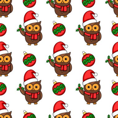 Noel Baba şapkalarında sevimli baykuşların olduğu kusursuz bir Noel şablonu, çobanpüskülleri ve şenlikli süslemelerle çevrelenmiş, büyüleyici ve kaprisli bir tatil tasarımı yaratıyor..