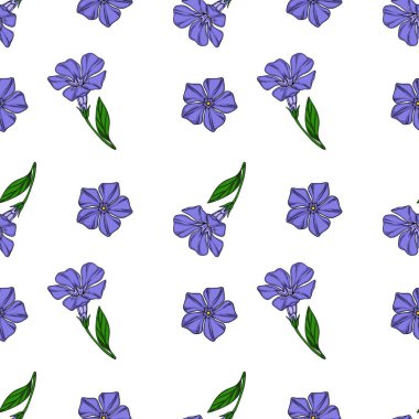 Narin menekşe çiçekleri ve tomurcuklardan oluşan kusursuz vektör deseni, yapraklarla tek bir çiçek ve gövde karışımı, bahar veya yaz projeleri için mükemmel büyüleyici bir çiçek tasarımı yaratıyor..