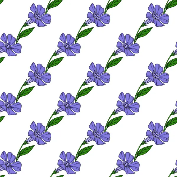 Sivri mor yapraklı, pürüzsüz menekşe çiçekleri ve gür yeşil yapraklı, beyaz arka planda tekrar eden bir dizayn şeklinde düzenlenmiş, kusursuz vektör deseni..