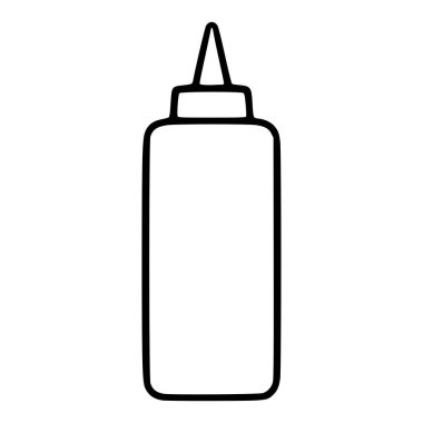 Sivri uçlu bir kapaklı bir sos şişesinin basit bir vektör çizimi, minimalist tasarımlar veya yiyecekle ilgili projeler için mükemmel..