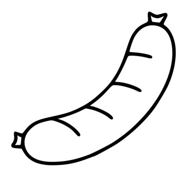 Cesur siyah çizgili ve basit çizgili tek bir kıvrımlı sosisin vektör çizimi. Aşçılık ya da yemekle ilgili projeler için mükemmel bir minimalist tasarım biçimi sergiliyor..