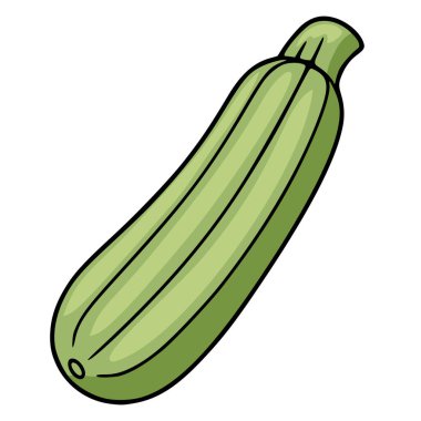 Açık yeşil renklerini ve belirgin kaburga dokusunu sergileyen tek bir kabak kabağının canlı bir vektör çizimi temiz beyaz bir arkaplana karşı neşeli bir çizgi film tarzında sunulmaktadır..
