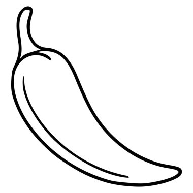 Tek bir kırmızı biberin vektör çizimi, düz, minimalist estetik, kıvrımlı, uzatılmış bir şekil ve tanımlanmış bir sapla çizilmiş, kalın ve elle çizilmiş bir stil..