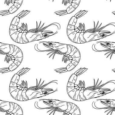 Ayrıntılı el yapımı karideslerin kusursuz vektör ana hatları, karmaşık çizgi sanatı ve monokrom estetiği, mutfak ve deniz ürünleri temalı tasarımlar için mükemmel..