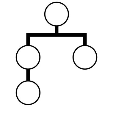 Birbirine bağlı çemberler tarafından temsil edilen hiyerarşik bir yapının soyut vektör çizimi, organizasyonel çizelgeler, diyagramlar veya akış çizelgeleri için idealdir.