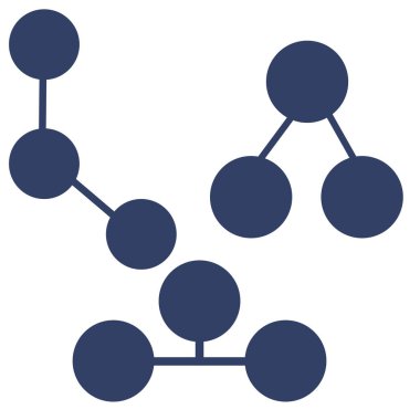 Bir ağ yapısını oluşturan birbirine bağlı dairelerin soyut vektör çizimi, koyu mavi bir palette doğrusal ve dallanma desenlerinin eşsiz bir kombinasyonunu içerir..