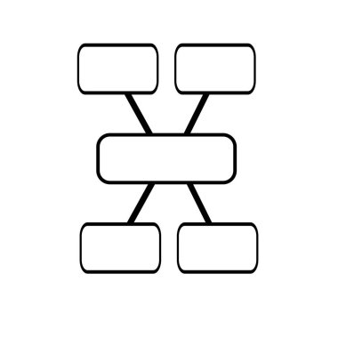 Akış çizelgeleri, diyagramlar veya sunumlar için mükemmel dört dikdörtgen yer tutucu ile soyut X şekilli vektör çizimi.