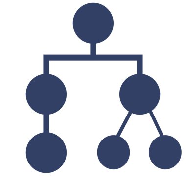 Koyu mavi tonda birbirine bağlı halkalar tarafından temsil edilen bir hiyerarşik yapının soyut vektör çizimi, bir ağı veya örgütsel grafiği sembolize eder..