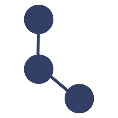 Bir minimalist bağlantı tasarımının soyut vektör illüstrasyonu, üç birbirine bağlı dairenin sessiz mavi bir tonda, ağı, iletişimi veya moleküler yapıyı sembolize eden,.