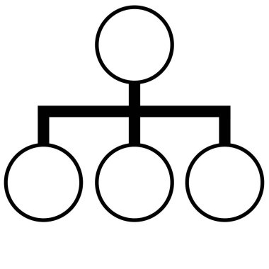 Birbirine bağlı çemberler tarafından temsil edilen bir hiyerarşik yapının soyut vektör çizimi, bir ağı veya organizasyonel grafiği sembolize eder.