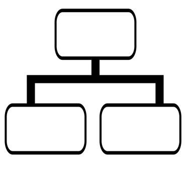 Birbirine bağlı yuvarlak dikdörtgenlerle temsil edilen bir hiyerarşik yapının soyut vektör çizimi, organizasyonel grafikler veya ağ diyagramları için idealdir.