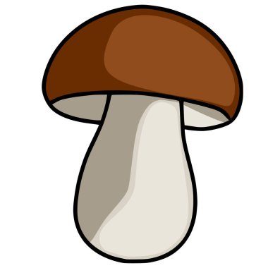 Bej saplı bir Porcino kahverengi mantarın büyüleyici bir vektör çizimi, basit ama detaylı bir tasarım sergiliyor, sonbahar temaları veya mutfak uygulamaları için ideal.