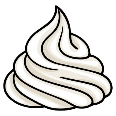 Krem şanti Vektör İllüstrasyonu: Tek bir parça krem şanti biçimlendirilmiş vektör grafiği, koyu siyah çizgiler ve kremsi bir doku için ince bej tonlama içerir.