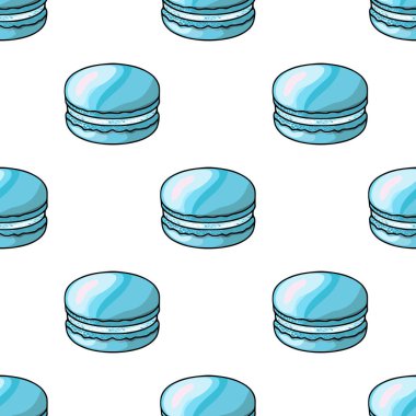 Elle çizilmiş açık mavi badem kurabiyelerinin kusursuz vektör deseni. Pastane markalaşması ya da tatlı temalı tasarım projeleri için mükemmel..