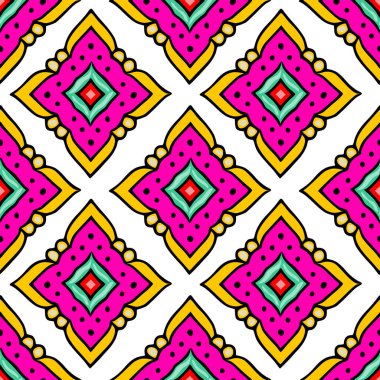 Kalın Geometrik Şekillere ve Fuchsia Aksanına sahip, Tekstil ve Web Tasarımı İçin İdeal Kusursuz Kusursuz Vektör Deseni