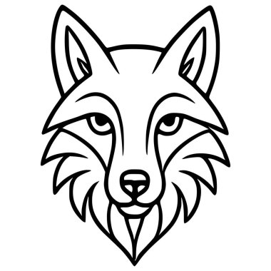 Cesur bir taslak ve geometrik kürk detayına sahip, güçlü, minimalist estetik gerektiren logo tasarımı veya markalaşma projeleri için ideal bir kurt başının stilize edilmiş bir vektör çizimi.