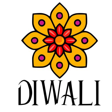 Şenlikli Diwali Vektör İllüstrasyonu. Renkli sarı, kırmızı ve morumsu mandala tasarımı. Kutlama veya dekoratif unsurlar için mükemmel..