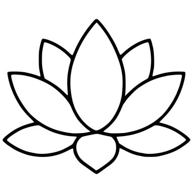 Cesur hatları olan, minimalist tasarımlar ve manevi kavramlar için mükemmel biçimlendirilmiş nilüfer çiçeğinin zarif vektör çizimi.