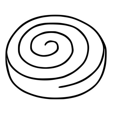 Pastane markası veya tatlı menüsü tasarımı için uygun minimalist siyah çizgi sanat tarzında yapılmış tek bir stilize spiral pastanın vektör çizimi.