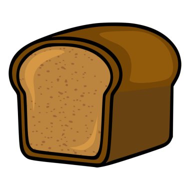 Bir somun ekmeğin vektör çizimi, ayrıntılı, kahverengi renkli karikatür tarzı ve fırın temalı tasarımlar için ideal desenli kırıntı..