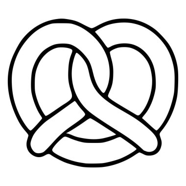 Krakerin basit bir vektör çizimi, beyaz bir arkaplan üzerinde koyu siyah çizgiler, fırın markası veya yiyecekle ilgili tasarımlar için ideal.