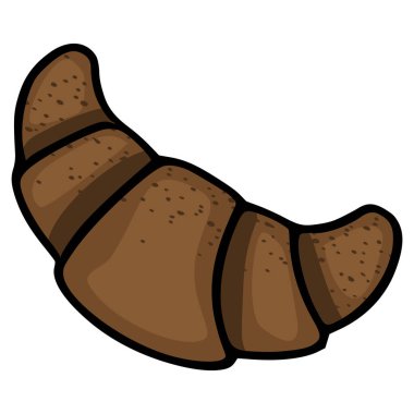 Tek bir koyu kahverengi kruvasanın vektör çizimi desenli bir yüzey ve farklı katmanlı tasarım, fırın markalaşması veya gıda ile ilgili projeler için idealdir..