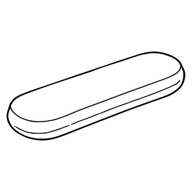 Basit, uzatılmış, dikdörtgen bir nesnenin vektör çizimi, muhtemelen bir vaka veya kap, çeşitli tasarım uygulamaları için uygun minimalist siyah çizgi sanat tarzında resmedilmiş..