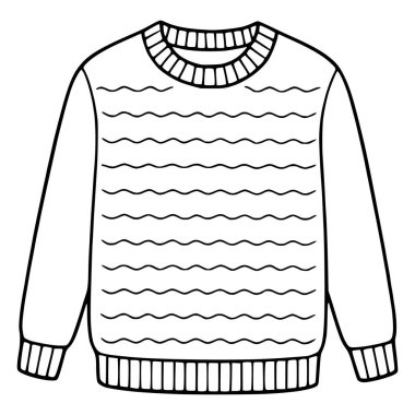 Dalgalı örgü desenli rahat bir süveterin şık vektör çizimi, kış modası tasarımları veya tekstil baskıları için mükemmel..