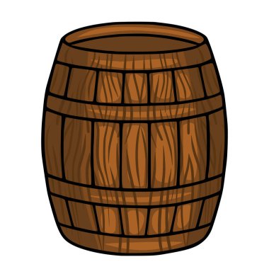 Kırsal ahşap bir varilin büyüleyici bir vektör çizimi, ayrıntılı ahşap dokusunu ve klasik bir tasarımı sergiliyor, vintagetemalı projeler veya oyun varlıkları için mükemmel..