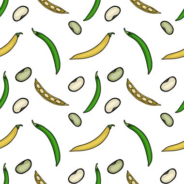 Yeşil ve sarı fasulye ve fasulyelerden oluşan kusursuz bir düzenleme, Şükran Günü veya hasat temalı tasarımlar için idealdir..