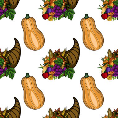 Sonbahar hasat ödülüyle dolup taşan ve canlı bir Şükran Günü tasarımında canlı balkabaklarıyla tamamlanan kusursuz bir kornucopia..