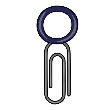 Eşsiz bir ataç tasarımının vektör çizimi koyu mavi dairesel bir kapak içeriyor, ofis temalı projeler için modern ve şık bir grafik öğesi sunuyor..