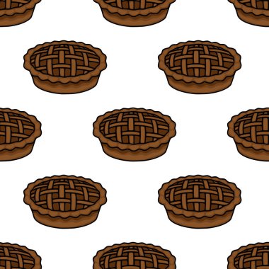 Lezzetli kahverengi turtaların kusursuz vektör deseni kafes kabuğuyla sonbahar ya da Şükran Günü tasarımları için mükemmel..