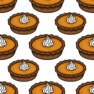 Krem şantili tatlı ve iştah açıcı bir tasarım yaratarak sonbahar projeleri için mükemmel bir tasarım oluşturan enfes, küçük balkabağı turtalarını içeren mükemmel bir vektör..