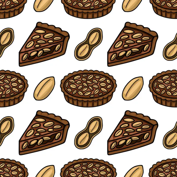 Lezzetli çikolatalı fıstık ezmeli ve fıstıklı kusursuz vektör deseni ambalaj, fırın markası ya da tatlı temalı tasarımlar için mükemmel..