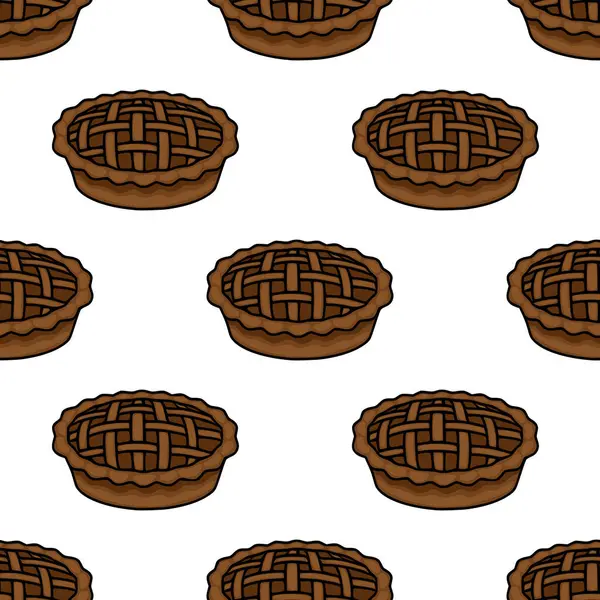 Lezzetli kahverengi turtaların kusursuz vektör deseni kafes kabuğuyla sonbahar ya da Şükran Günü tasarımları için mükemmel..