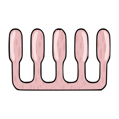 Tırnak bakımı için pembe ayak parmağı ayırıcısının basit bir çizimi, beyaz üzerinde izole edilmiş..